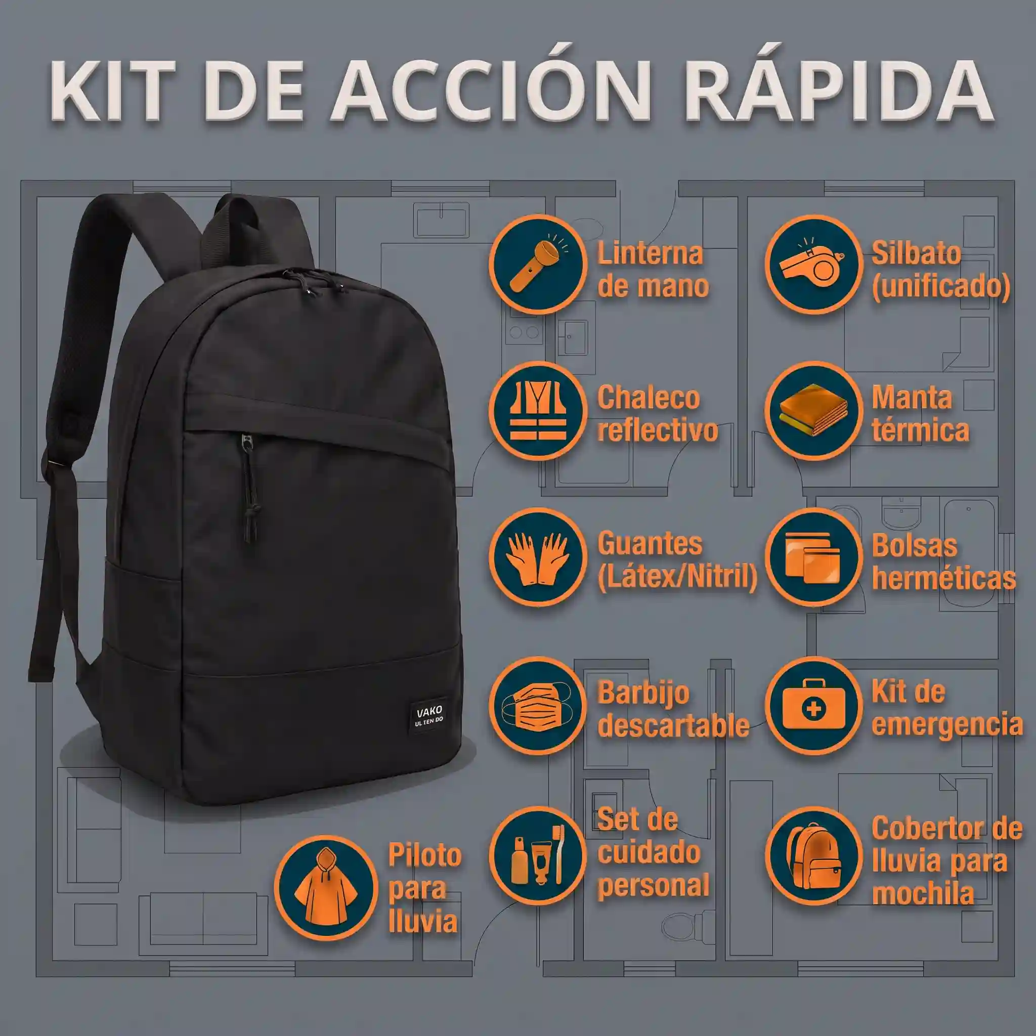 Tech-Lite negra con kit de acción rápida